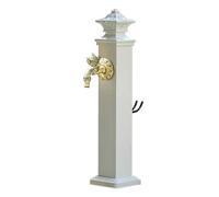 Colonna d'acqua verticale quadrata da giardino con rubinetto interamente in rame supporto per tubo da giardino fontana decorativa da esterno con idrante per patio/cortile (bianco - 9 17*114 cm/6 7*44