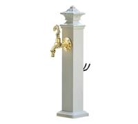 Colonna d'acqua verticale quadrata da giardino con rubinetto interamente in rame supporto per tubo da giardino fontana decorativa da esterno con idrante per patio/cortile (bianco - 4 17*72 cm/6 7*28