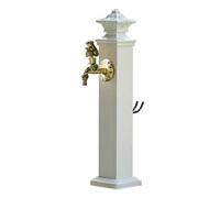 Colonna d'acqua verticale quadrata da giardino con rubinetto interamente in rame supporto per tubo da giardino fontana decorativa da esterno con idrante per patio/cortile (bianco - 7 17*114 cm/6 7*44