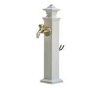 Colonna d'acqua verticale quadrata da giardino con rubinetto interamente in rame supporto per tubo da giardino fontana decorativa da esterno con idrante per patio/cortile (bianco - 3 17*72 cm/6 7*28