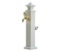 Colonna d'acqua verticale quadrata da giardino con rubinetto interamente in rame supporto per tubo da giardino fontana decorativa da esterno con idrante per patio/cortile (bianco - 6 17*72 cm/6 7*28