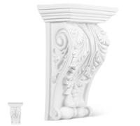 Colonna Decorativa in Poliuretano Bianco Stile Romano Barocco per Pareti | Dettagli Floreali Scolpiti, Finitura Bianca, Adesivo Incluso, per Interni Classici e Angoli
