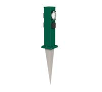 ledscom.de Presa di corrente da giardino Polly con picchetto a terra per esterni, IP44, a 3 vie con timer/timer, verde, quadrata, 38cm