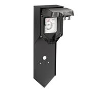ledscom.de Presa da giardino POXO con picchetto a terra per esterni, IP65, singola, acciaio inox, nero, angolare, 40 cm, presa da esterno, presa da giardino, impermeabile, resistente alle intemperie,