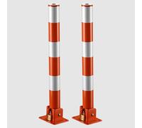 colonna di sicurezza, Barriera di parcheggio pieghevole con lucchetto, 23,6" ripiegabile, ostacolo in metallo pesante strisce avvertimento(2 Pcs)