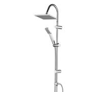 Colonna doccia acciaio cromato H 100 cm con soffione quadrato 20 cm e deviatore