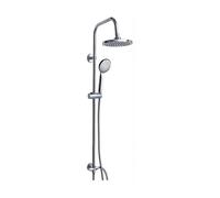 COLONNA DOCCIA ACCIAIO INOX CON DOCCETTA IN ABS SOFFIONE FISSO TONDO A PIOGGA