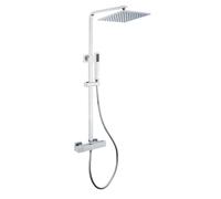 Colonna Doccia Attrezzata Ottone Cromato Soffione Quadro Doccetta Termostatico