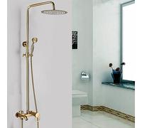 Colonna Doccia, Colonna Doccia Acciaio Inox con Soffione, Doccetta e rubinetteria, Altezza Regolabile 80-120cm, Set Doccia Completo oro