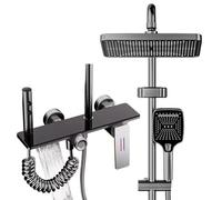 Colonna Doccia con Miscelatore, Kit Doccia Con Soffione e Doccetta, Sistema Doccia Idromassaggio con Pistola a Spruzzo e Rubinetto per Vasca, 130cm Asta Doccia
