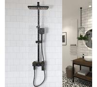 COLONNA DOCCIA CON MISCELATORE SALISCENDI SOFFIONE SET ASTA DOCCETTA INOX NERO