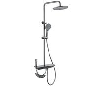 Colonna Doccia con Miscelatore Termostatico a Pianoforte Grigio Cannafucile | Miscelatore Doccia Cascata 4 in 1, Altezza Regolabile, Distanza Dei Fori di Montaggio 13,5-16,5 Cm, Accessori Completi