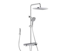 Colonna Doccia con Miscelatore Termostatico, Doccia con Display Digitale LED e Ripiano, Set Doccia a Pioggia con Rubinetto per Vasca, Doccetta per Bidet, Kit Doccia con Soffione e Doccetta