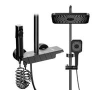 Colonna Doccia Con Miscelatore Termostatico, Sistema Doccia con Soffione Completo 31x20cm a Pioggia, Doccetta, Beccuccio Doccia Nascosto, Altezza Regolabile e Pistola Spray Booster per Bagno.