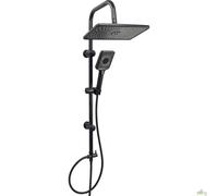 COLONNA DOCCIA CON SOFFIONE QUADRATO CM. 20X30 + DOCCINO NERO OPACO MODERNO