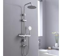 COLONNA DOCCIA con SOFFIONE TONDO E DOCCETTA ACCIAIO INOX D.20CM Anticalcare