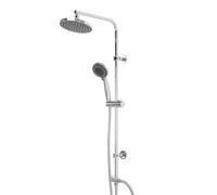 Colonna Doccia Cromata Con Soffione Anticalcare 17,5 cm e Doccetta 5 Funzioni - Saliscendi In Acciaio 90 cm Con Interasse Regolabile - Set Doccia Completo Universale