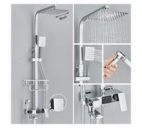 Colonna Doccia, Display digitale nero Rubinetti doccia termostatici Doccia a pioggia Miscelatore termostatico a 4 vie Mensola for prodotti Bidet Rubinetto doccia(Chrome Hot Cold 8in)