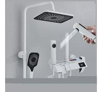Colonna Doccia, doccia con display digitale bianco Set LCD Set doccia for bagno caldo e freddo di rubinetti Rubinetto for bagno a pioggia a 4 vie Rubinetto miscelatore(No Digital Black)