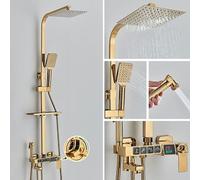 Colonna Doccia, Doccia con display digitale nero Rubinetto doccia termostatico a 4 vie doccia a pioggia Rubinetto bidet for vasca doccia(Black Gold TH)