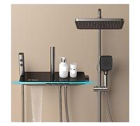 Colonna Doccia, Doccia Intelligente Con Display Digitale Con Controllo Della Temperatura A Chiave Di Pianoforte, Bianco Grigio Disponibile(Thermostatic grey)