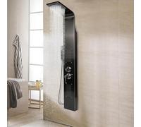 Colonna Doccia Idromassaggio in Acciaio Inox 5 Funzioni Pannello Doccia Set e di Temperaturaper Bagno,Soffione Fisso, Massaggi, Doccetta e Bocca Vasca,7 * 20 * 140 cm - nero