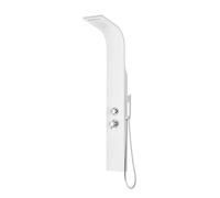 Colonna Doccia Idromassaggio Multifunzione H 145 Cm In Alluminio Bianco Opaco Con Soffione, Getto Effetto Cascata, Doccino E Getti Orizzontali, Completa Di Flessibile