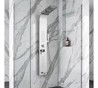 Colonna Doccia Idromassaggio Multifunzione in Acciaio Cromato | Soffione a Pioggia, Doccetta Estraibile, Getti Massaggianti, Montaggio a Parete, Design Moderno