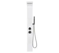 Colonna Doccia Idromassaggio Pannello Doccia Set in 304 Acciaio Inox, Doccia Spa per Bagno, Processo di lucidatura-15 * 47 * 130 cm (bianco)