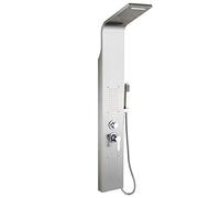 Colonna doccia idromassaggio spazzolata,Pannello Doccia Miscelatore 3 Funzioni Colonna Doccia Set in 304 Inox Sistema Set Doccia con Soffione Fisso,Massaggi,Doccetta e Bocca Vasca(7 * 20 * 140 cm)