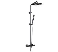 Colonna Doccia In Acciaio Inossidabile Nero Con Miscelatore Termostatico Design Superior Plus Moderno Multifunzione Doccia, Getto A Pioggia, Doccetta, Temperatura Costante Soffione Tondo 30 Cm