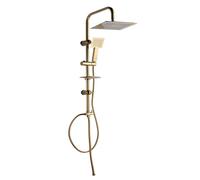 Colonna doccia moderna saliscendi con soffione quadrato doccetta telefono oro