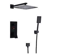 Colonna doccia nera opaca, soffione doccia digitale a pioggia da 25,4 cm e rubinetto miscelatore per vasca da bagno, design a cascata a 2 vie, sistema doccia moderno per bagno