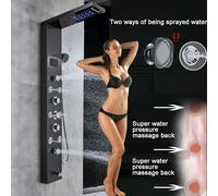 Colonna doccia nera torre cascata pioggia pannello corpo getti design pannell...