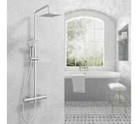 Colonna Doccia, OCEAN ITALY, Doccia Rubinetteria con Miscelatore Termostatico, Asta Regolabile74-117cm, Soffione Doccia Quadrato20x20cm Acciaio inox con Doccetta 3 Getti Rubinetto 40mm per Box Doccia