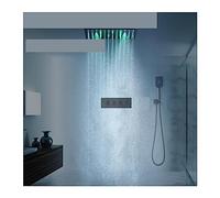 Colonna Doccia, Pannello for soffione doccia con massaggio nero, set di rubinetti for doccia a LED con getto a pioggia SPA, di kit miscelatore valvola termostatica(20 inch with LED)