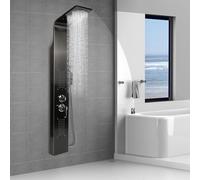 Colonna doccia regolabile in acciaio inox con controllo della temperatura e del flusso d'acqua, 7 x 20 x 140 cm, sistema doccia moderno nero per il massimo relax