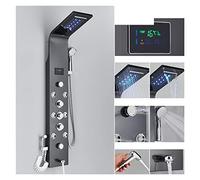 Colonna Doccia, Rubinetto for doccia LED nero Bagno SPA Massaggio Doccia a getto di colonne Cascata Pannello doccia a pioggia Bidet Spruzzatore Rubinetto(Black 8009A)