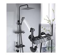 Colonna Doccia, Rubinetto for doccia Rubinetto for doccia a pioggia for bagno Set con display digitale, Colonna doccia a pioggia, Rubinetto for bidet 25C / 30CM Annaffiatoio(Black-12Inch)