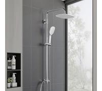 Colonna Doccia Senza Miscelatore,Set Doccia Completo Acciaio Inox 3 Funzioni Soffione Altezza Regolabile(Quadrato 20 * 20cm)