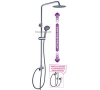 Colonna doccia senza rubinetti extra lunghi estensibile da 100 a 150 cm, si collega a rubinetti doccia standard, include deviatore, 2 flessi da 60 cm e 175 cm, doccia a mano e spruzzatore superiore rotondo