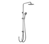 Colonna doccia senza rubinetti extra lunghi estensibile da 100 a 150 cm, si collega a rubinetti doccia standard, include deviatore, 2 flessi da 60 cm e 175 cm, doccia a mano e spruzzatore superiore rotondo