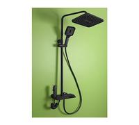 Colonna Doccia, Set di rubinetti for doccia da bagno con display digitale, accessori for bagni Il flusso d'acqua produce elettricità, set di sistemi doccia for pianoforte nero(Balck Square)