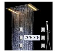 Colonna Doccia, Set di sistemi doccia a pioggia a LED con doccetta massaggiante a getto, miscelatore termostatico Rubinetti for soffione a pioggia a soffitto for bagno(A Shower set-1)