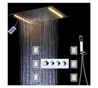 Colonna Doccia, Set di sistemi doccia a pioggia a LED con doccetta massaggiante a getto, miscelatore termostatico Rubinetti for soffione a pioggia a soffitto for bagno(A Shower set-multi)