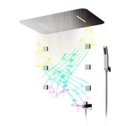 Colonna Doccia,Set Doccia Incasso,Sistema Doccia,380×580 Mm Soffione Doccia Quadrato,Set Doccia Antiscottatura a Parete Con 6 Getti Corporei,Doccetta,Rubinetto,Materiale in Ottone