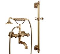 Colonna Doccia, Set Doccia, Rubinetto Vasca Con Doccetta, Rubinetto Per Vasca a ParetePer Con Doppie Maniglie, Rubinetto Con Cartuccia Ceramica (C)