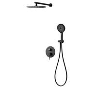 Colonna Doccia, Set doccia, Soffione doccia a pioggia regolabile a 360, Sistema doccia, Miscelatore Doccia, set di rubinetti per doccia a parete completa di valvola di ottone (40x40cm nero)