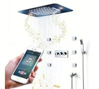 Colonna Doccia, Sistema doccia, Set Doccia Bluetooth Music, Doccia a Pioggia Colonna, kit Doccia Incasso con Doccetta, 6 getti idromassaggio e uscita acqua inferiore, in acciaio inox
