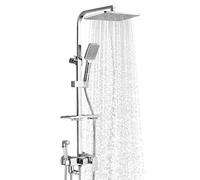 Colonna doccia termostatica, pannello doccia in acciaio inossidabile con rubinetto, regolabile 85-125 cm, 4 ugelli, colonna doccia in acciaio inossidabile con miscelatore (argento - quattro velocità)